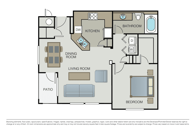 1 Bed • 1 Bath MC01122 floor plan