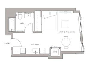 0BD, 1BTH S1 floor plan