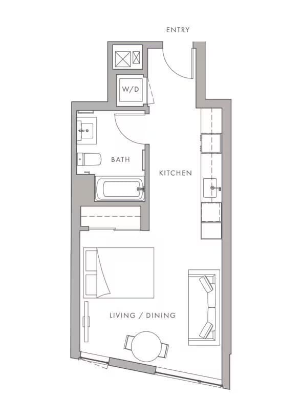 0BD, 1BTH S2 floor plan