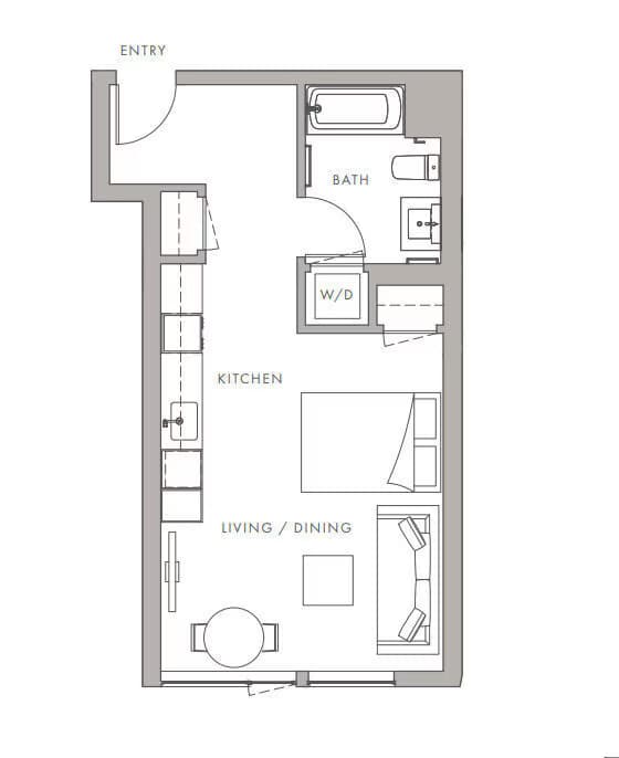 0BD, 1BTH S3 floor plan