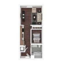 Junior 1 Bedroom 607 floor plan