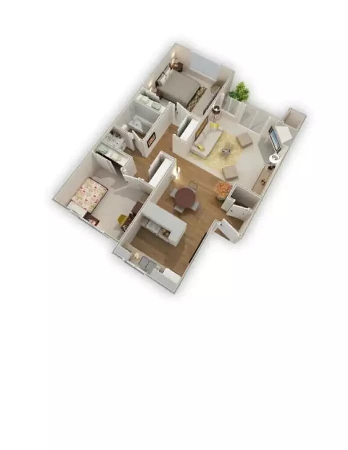 2 Bed 1 Bath 224 floor plan