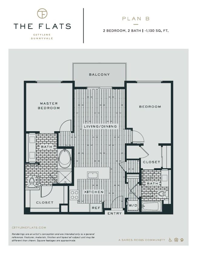 2 Beds • 2 Bath 320-215 floor plan