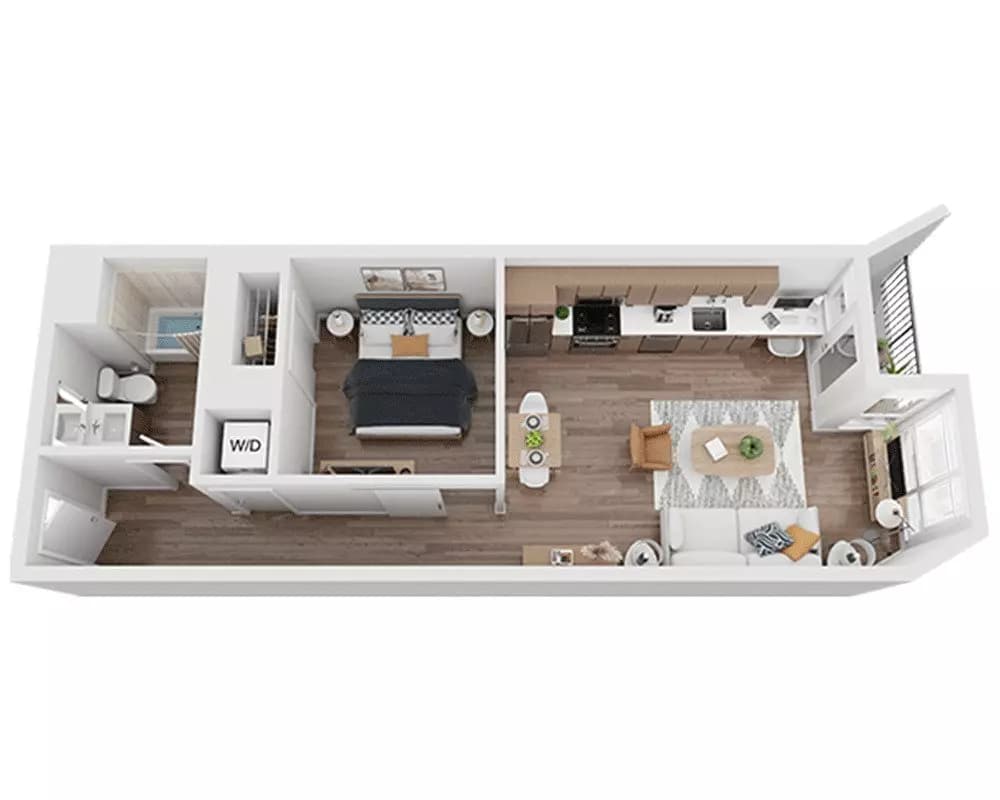 One Bedroom A1A 1 - 421 floor plan