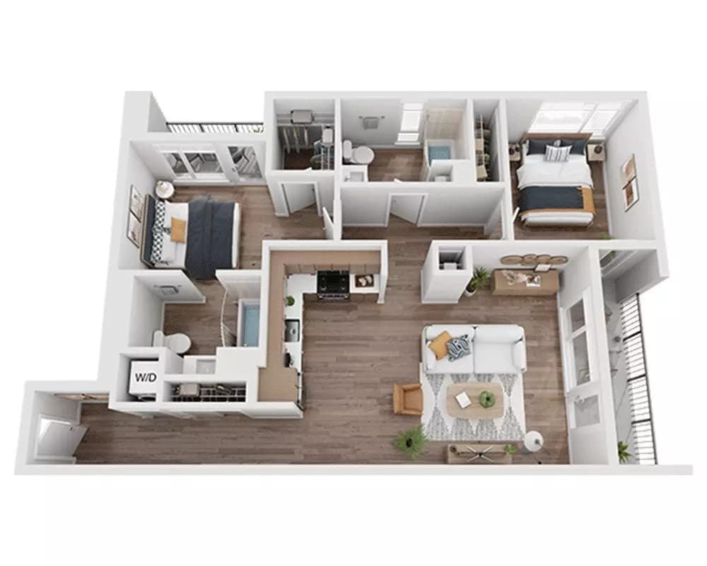 Two Bedroom B2D 1 - 405 floor plan