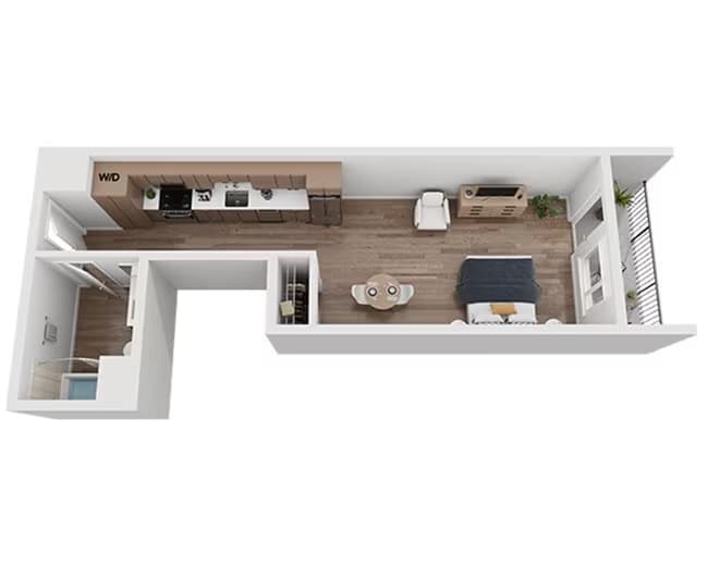 Studio E1B 1 - 606 floor plan
