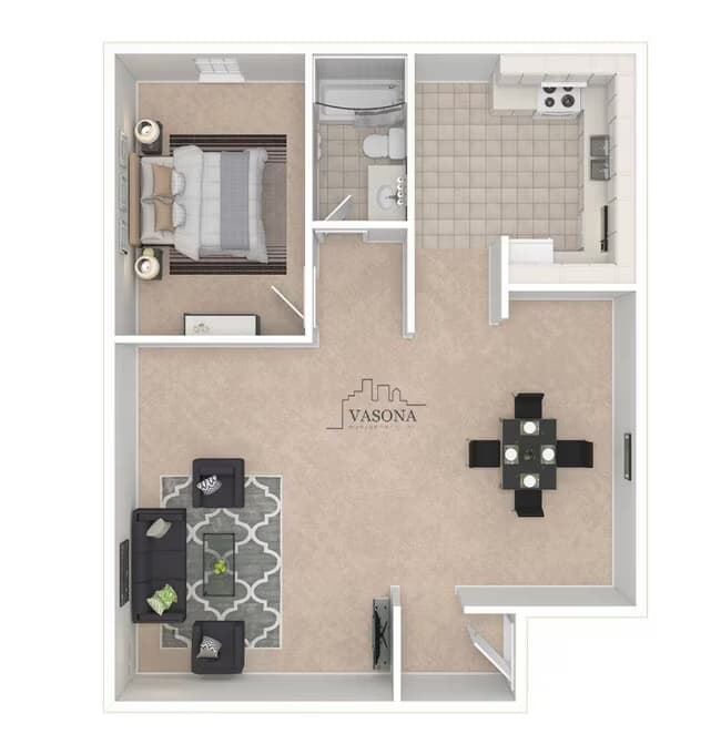 1 BEDROOM 1 BATH 23 floor plan