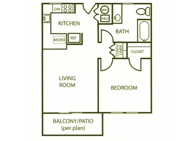 1 Bed • 1 Bath 3451-113 floor plan