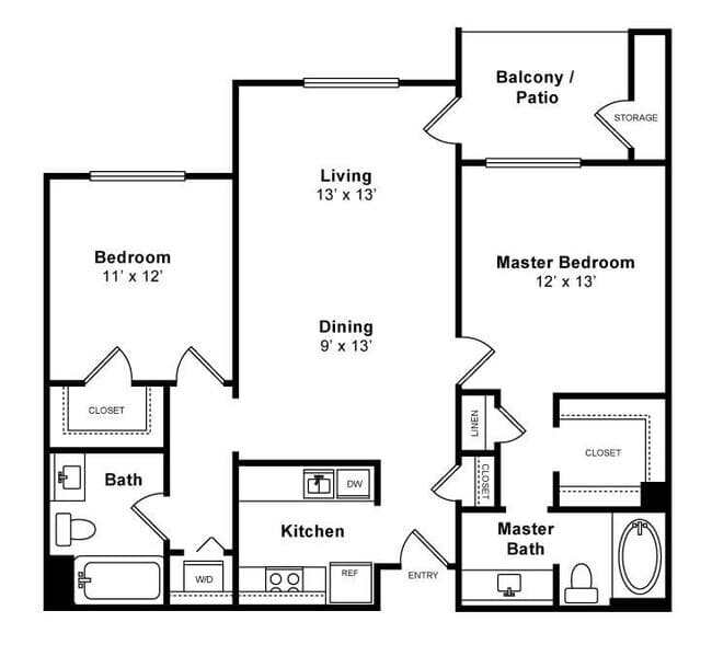 2 Beds • 2 Bath B112 floor plan