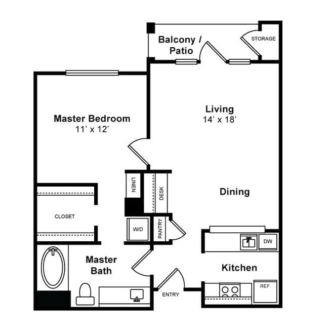 1 Bed • 1 Bath D420 floor plan