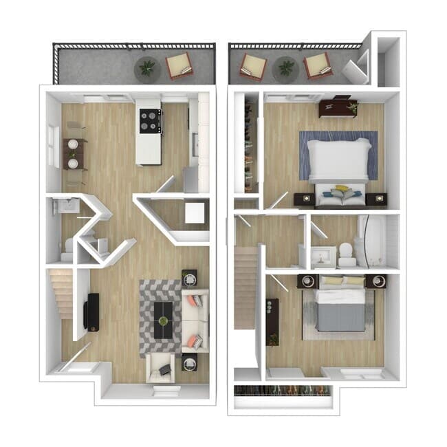 2 Bedroom 1.5 Bathroom 4481-F floor plan