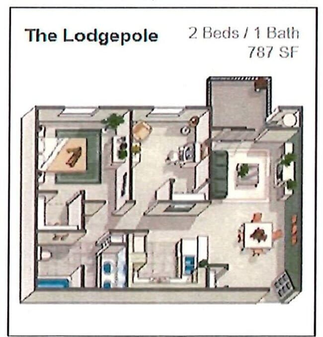 2 Beds • 1 Bath 4112 floor plan