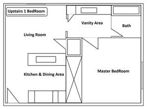 1 Bed, 1 Bath Model floor plan