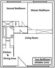 2 Beds, 2 Baths Model floor plan