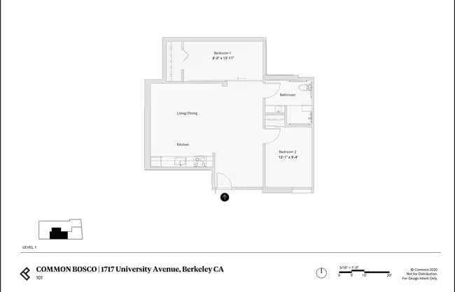 2 Bed 1 Bath - 1280 sqft 101 floor plan