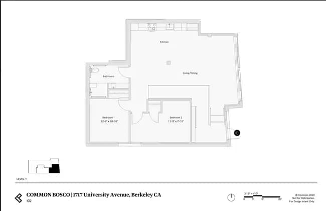 2 Bed 1 Bath - 860 sqft 102 floor plan