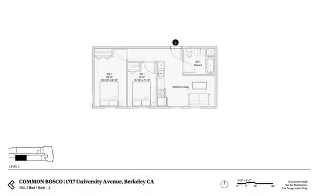 Unit 204 Room 2 in 2B1B (Shared Bathroom) floor plan