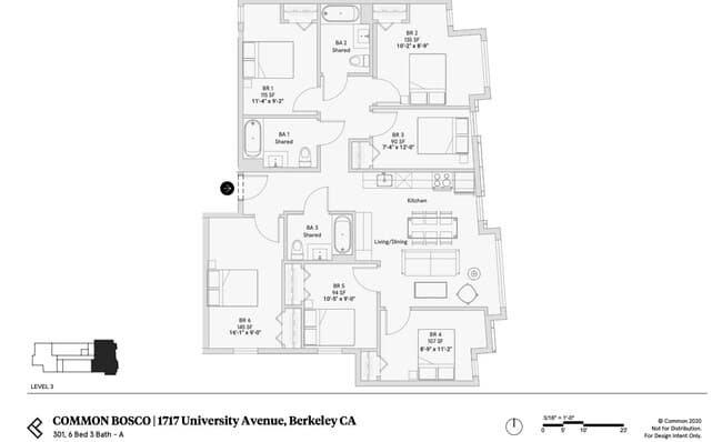 Unit 301 Room 6 in 6B3B (Shared Bathroom) floor plan