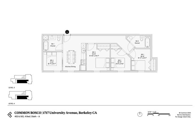 Unit 402 Room 1 in 4B2B (Shared Bathroom) floor plan