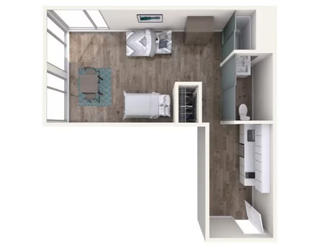 Studio S2 3rd or 4th Floor Private Bedroom floor plan