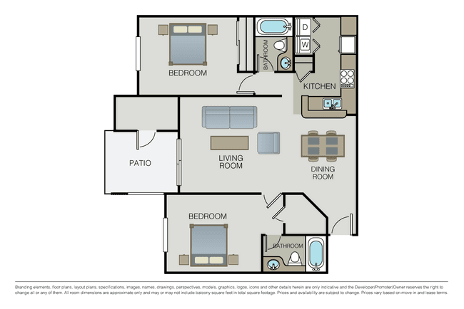 2 Beds • 2 Bath
3D Tour 05517 floor plan