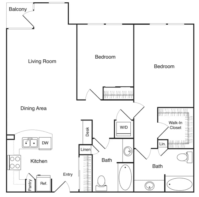 Two Bedroom - D A-205 floor plan