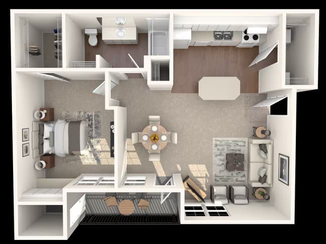 1 Bed • 1 Bath V0727 floor plan