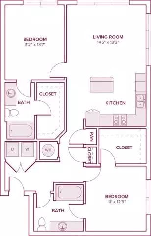 2 Beds • 2 Bath 10306 floor plan