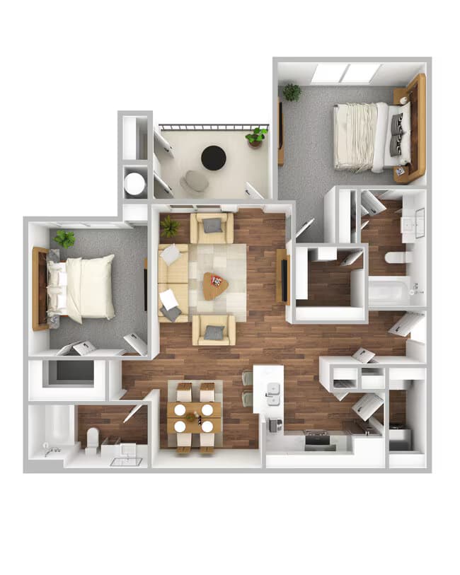 2 Beds • 1 Bath 1309 floor plan