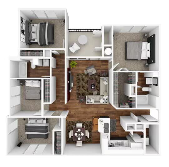 4 Beds • 2 Bath 121 floor plan