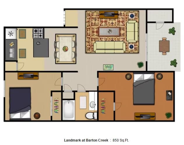 2 Beds • 2 Bath 237 floor plan