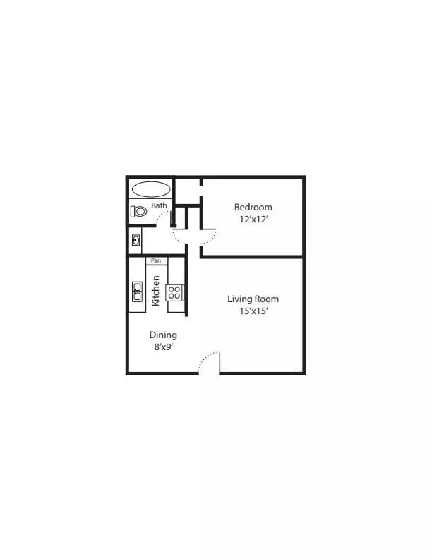 1 Bed • 1 Bath 2020 floor plan