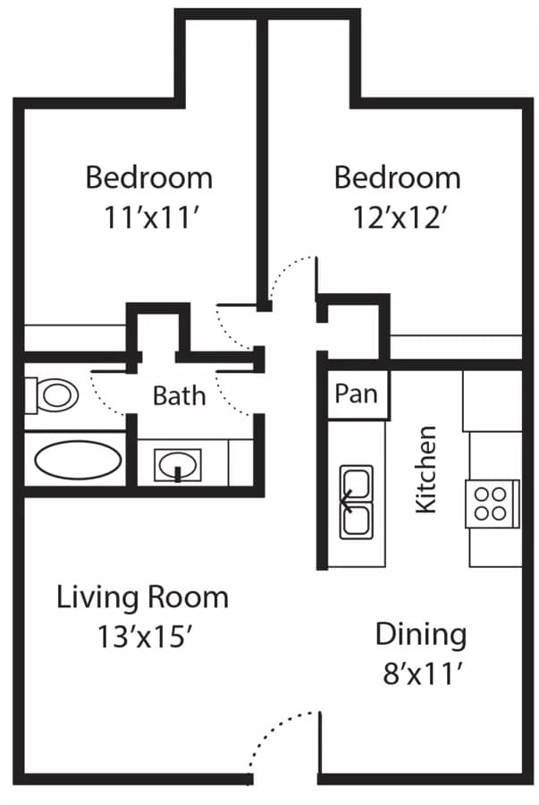 The Cottage: 2/1 (832) at South Shore 2104 floor plan