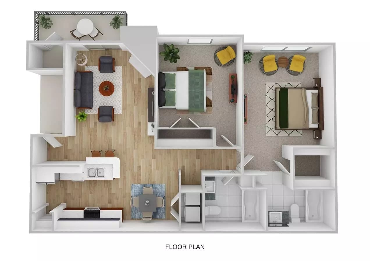 2BR/2BA floor plan