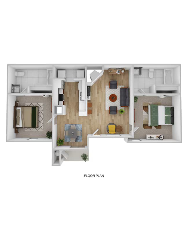 2 Beds • 2 Bath floor plan