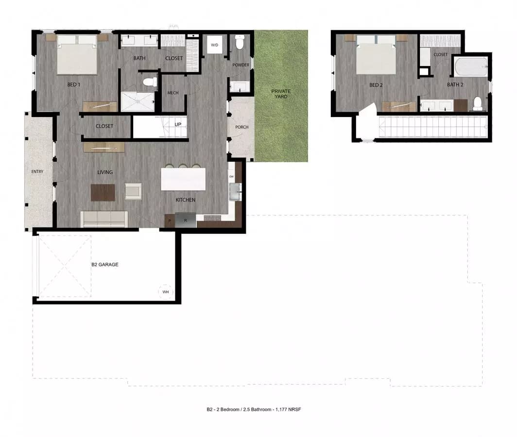 2 Beds • 2 Bath 104 floor plan