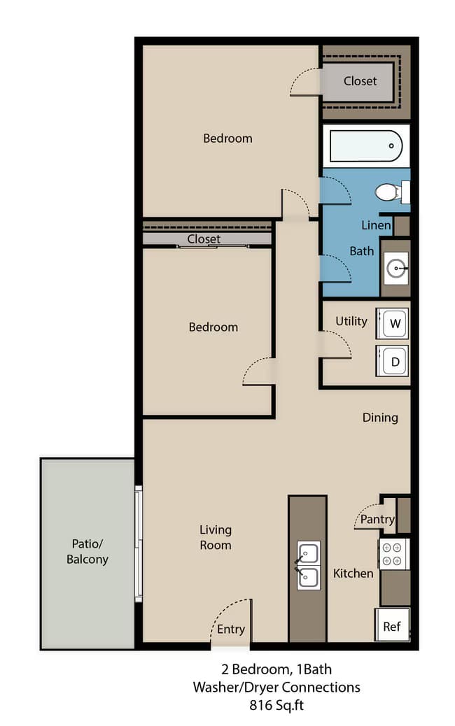 2 Beds • 2 Bath 233 floor plan
