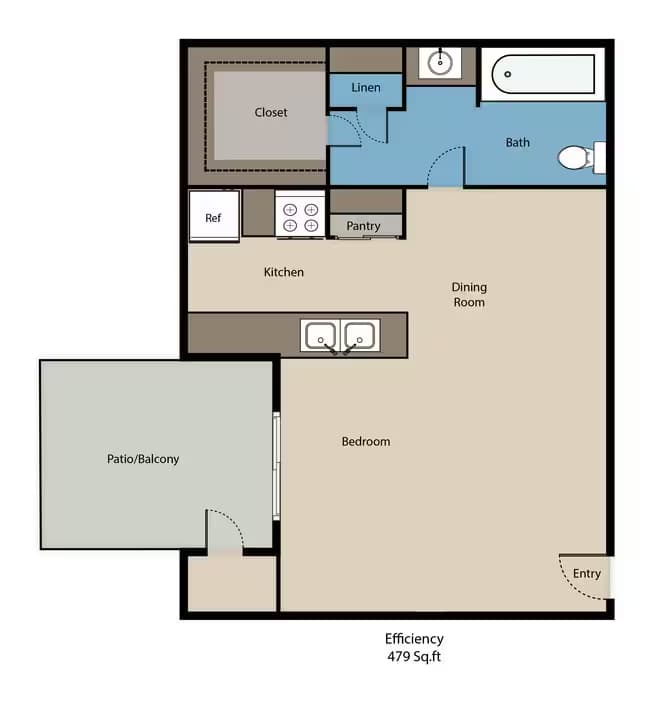 Studio • 1 Bath 361 floor plan
