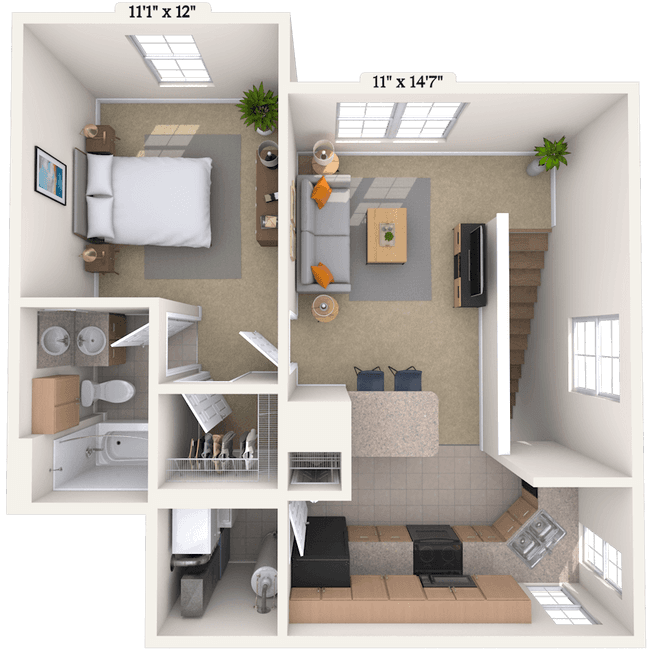 1 Bed • 1 Bath 0103201 floor plan
