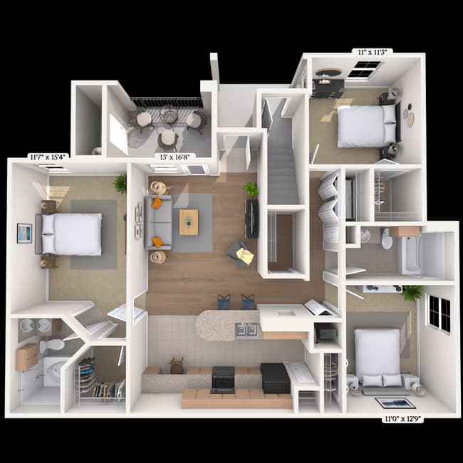 3 Beds • 2 Bath 0119202 floor plan