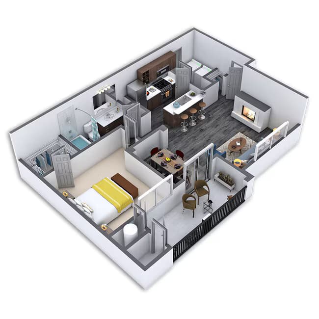 1 Bed • 1 Bath 0725 floor plan