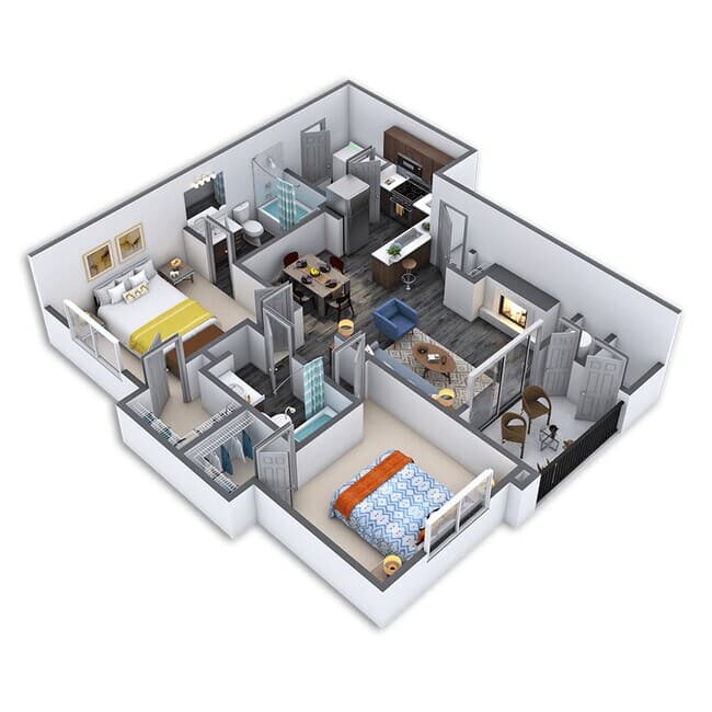 2 Beds • 2 Bath 1132 floor plan