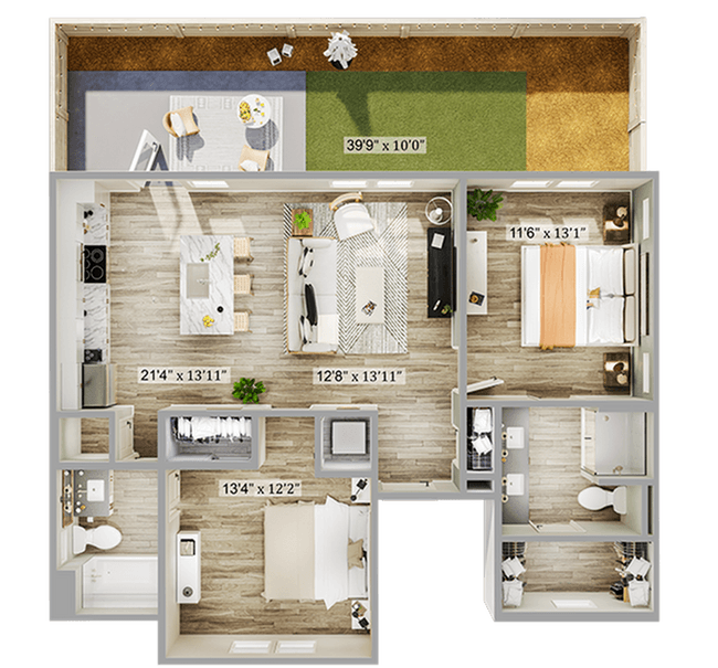 2 Beds • 2 Bath 168 floor plan