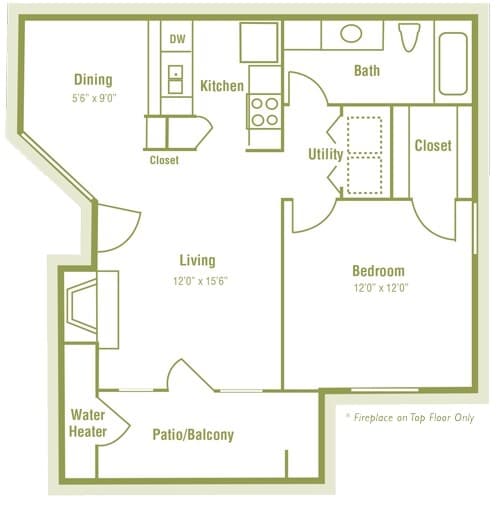 1 Bed • 1 Bath 0511 floor plan