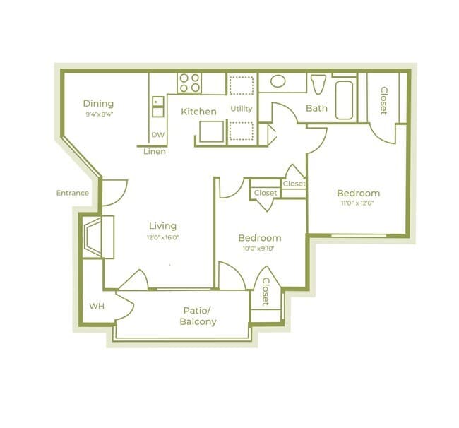 2 Beds • 2 Bath 0221 floor plan