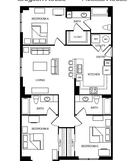 3 bedroom 3 bathroom-C2A Private floor plan