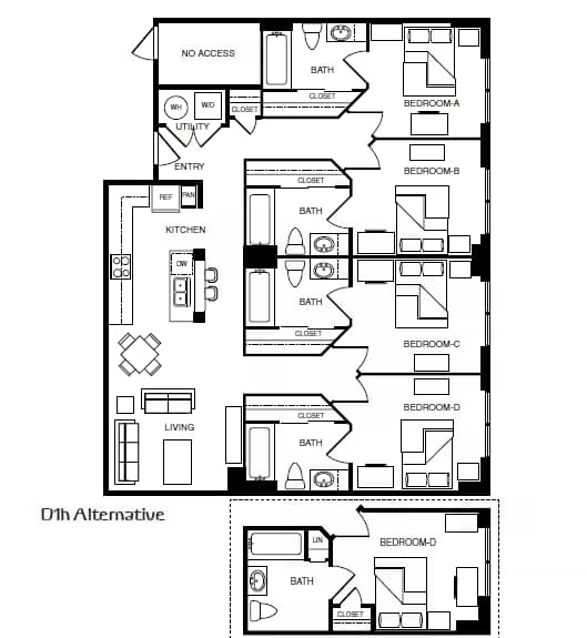 4 bedroom 4 bathroom-D1H Private floor plan