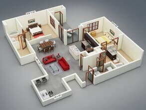 2 Beds • 2 Bath 22315 floor plan