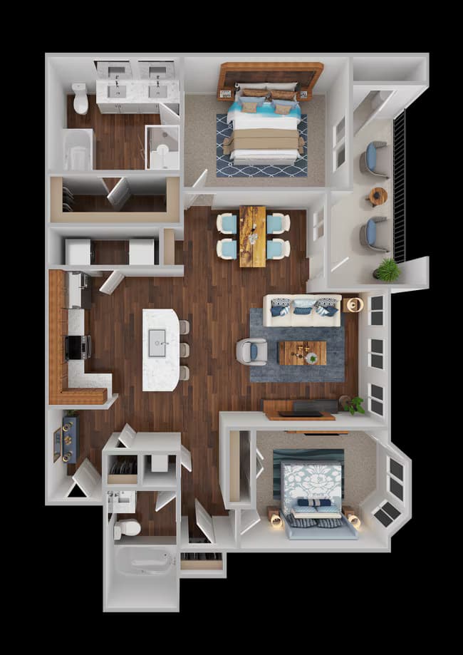 2 Beds • 2 Bath 06307 floor plan
