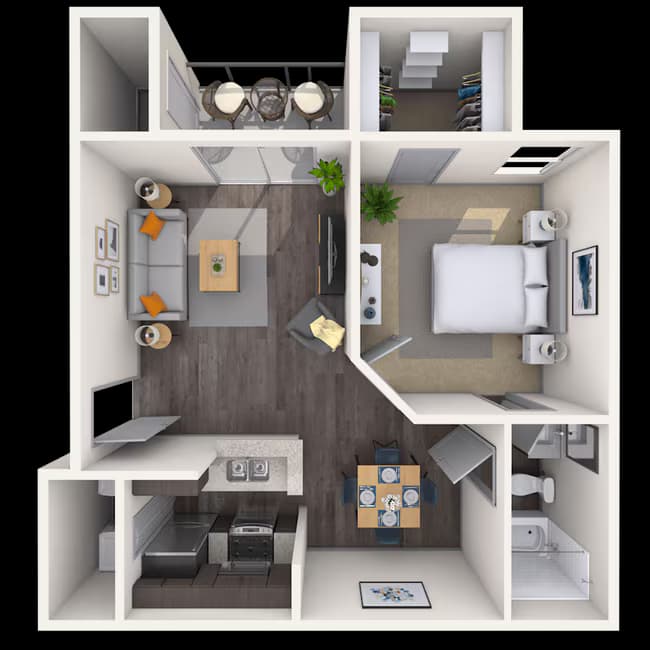 1 Bed • 1 Bath 02233 floor plan
